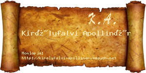 Királyfalvi Apollinár névjegykártya